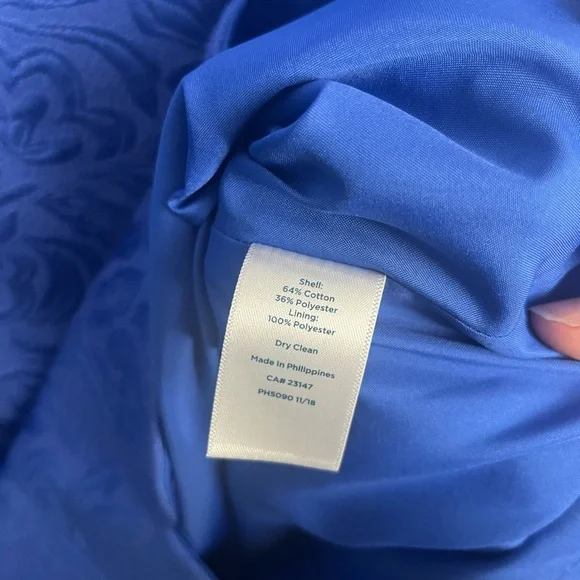 RSVP By Talbots Scalloped Jacquard Dress 10 Royal Blue Wedding Guest Party - Picture 3 of 4